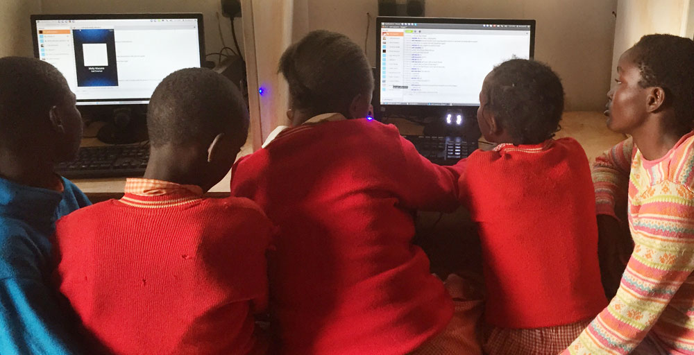 Group of children Skyping